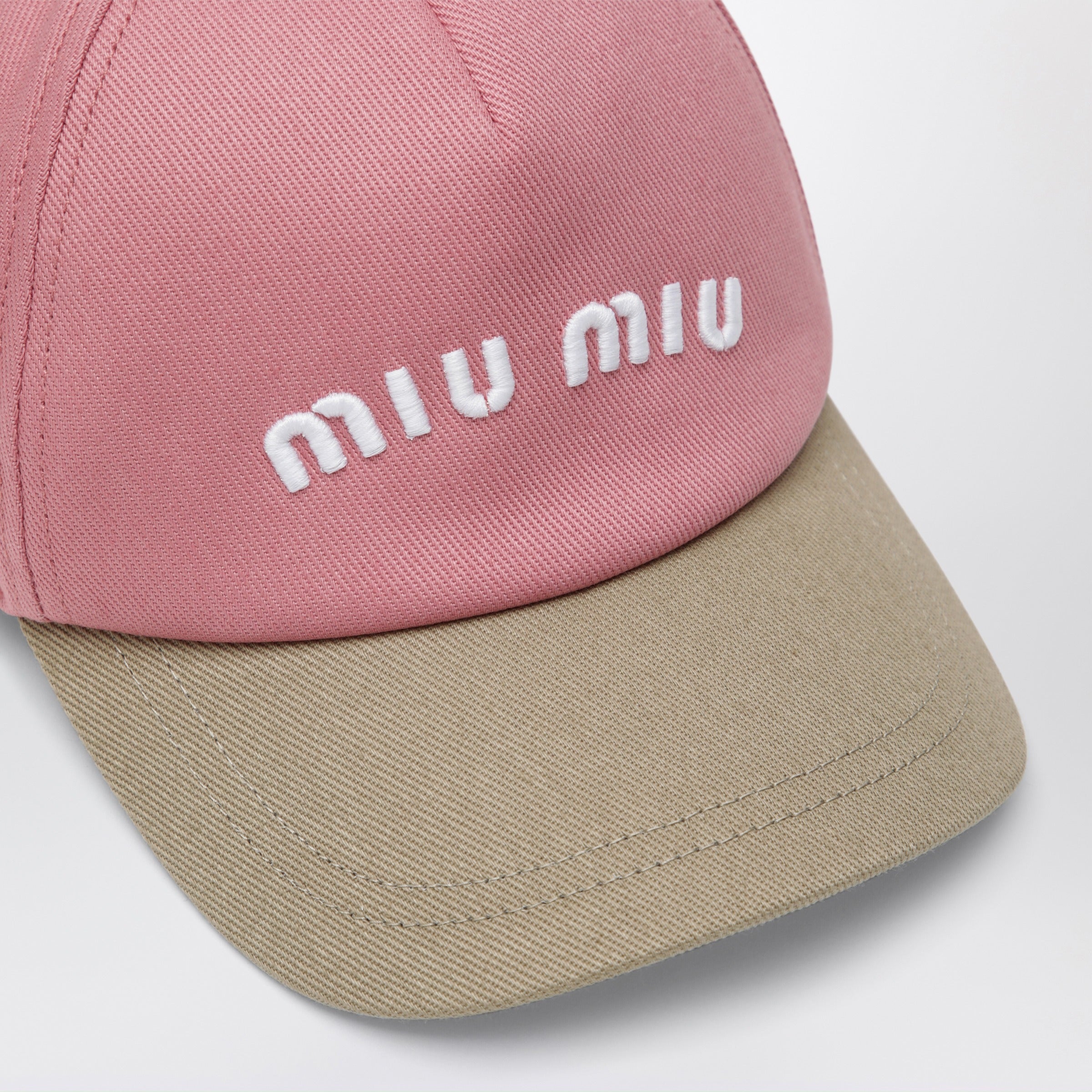 Miu Miu Baseball cap in pink/beige cotton drill | TheDoubleF