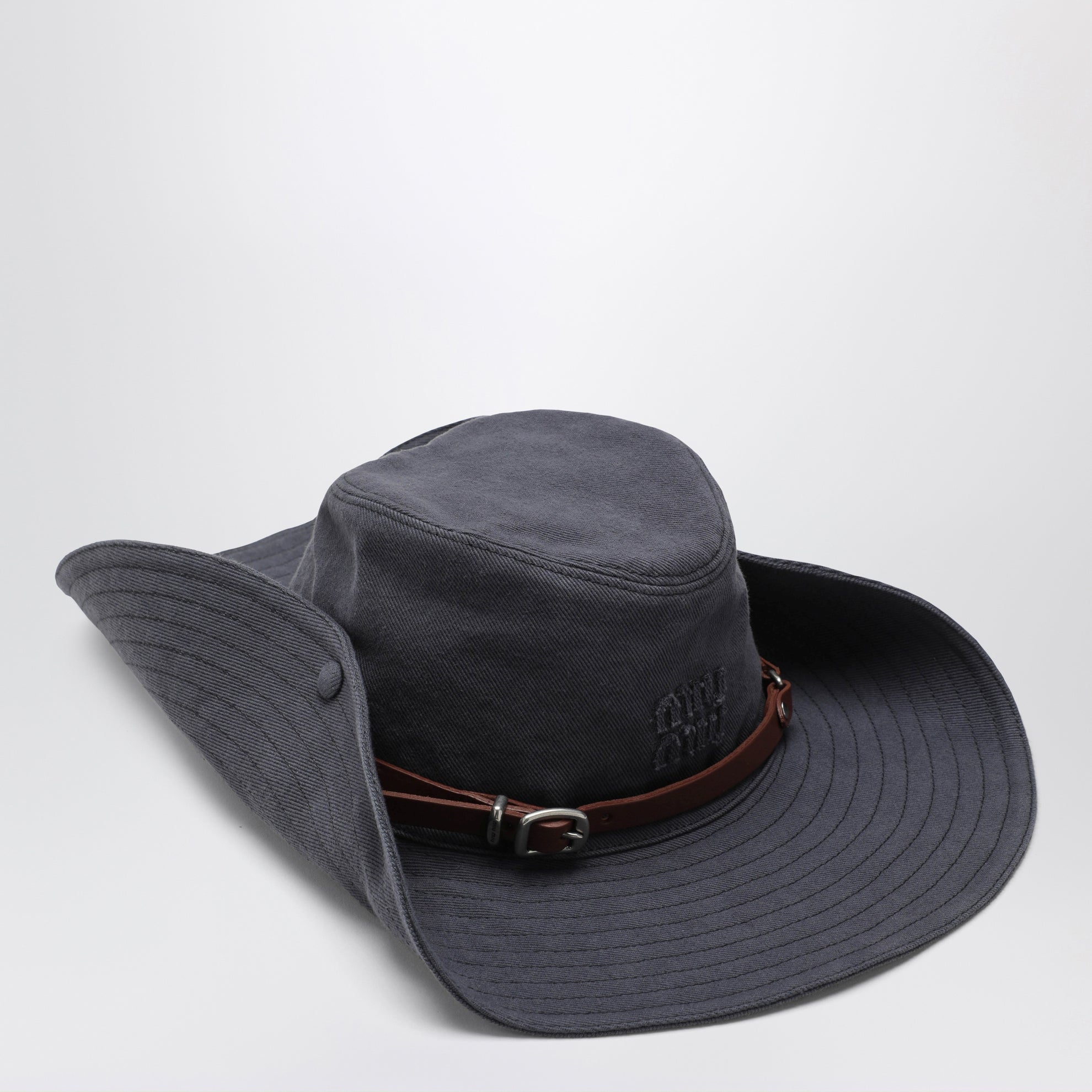 Chapeau cowboy en drill de coton, hématite