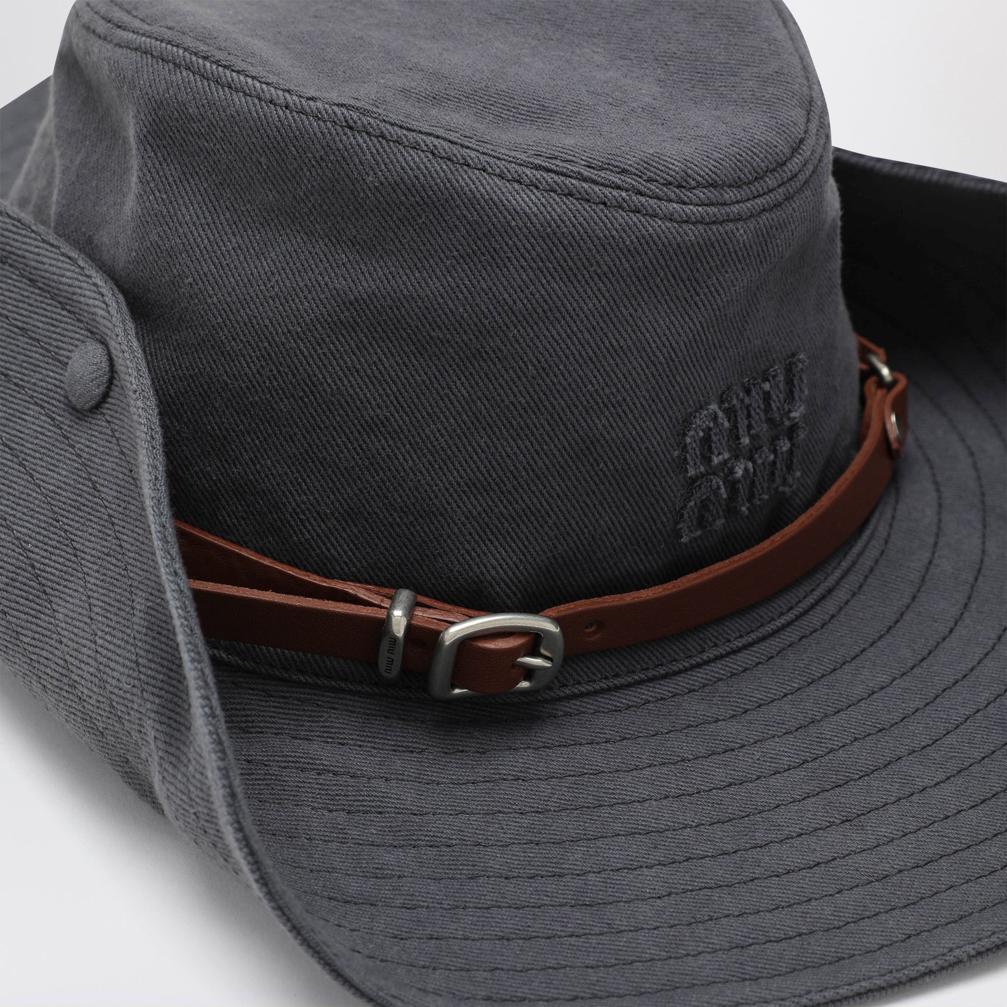 Chapeau cowboy en drill de coton, hématite