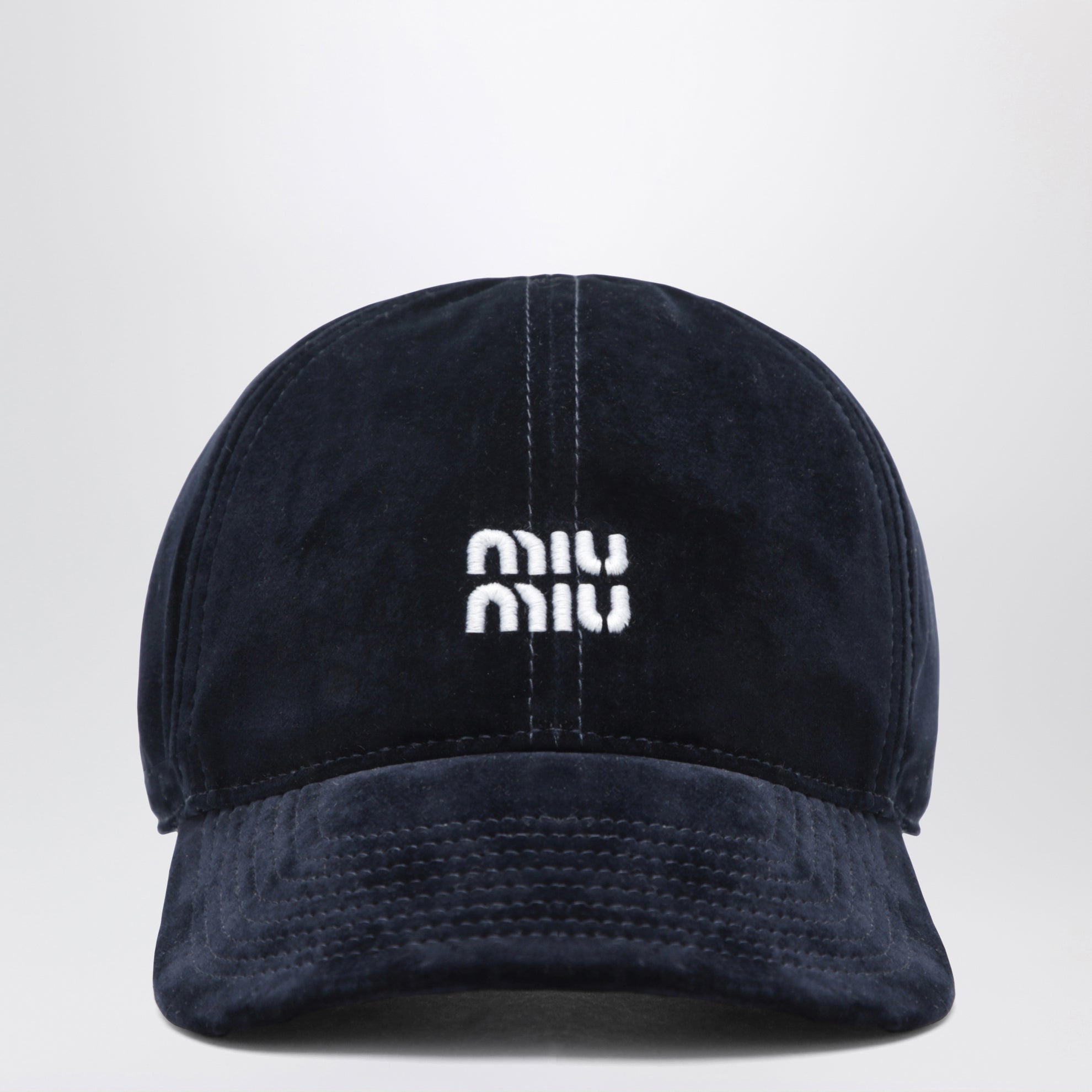 casquette de baseball en velours bleu et noir