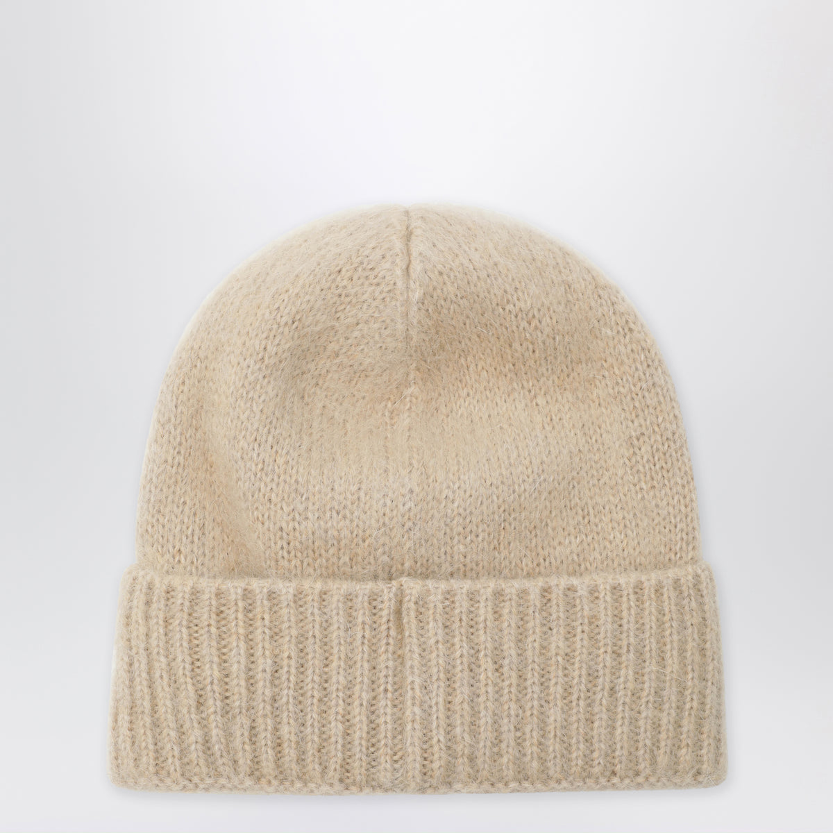 Beige mohair-blend beanie
