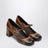 Cognac/dark brown leather Mary Jane pumps