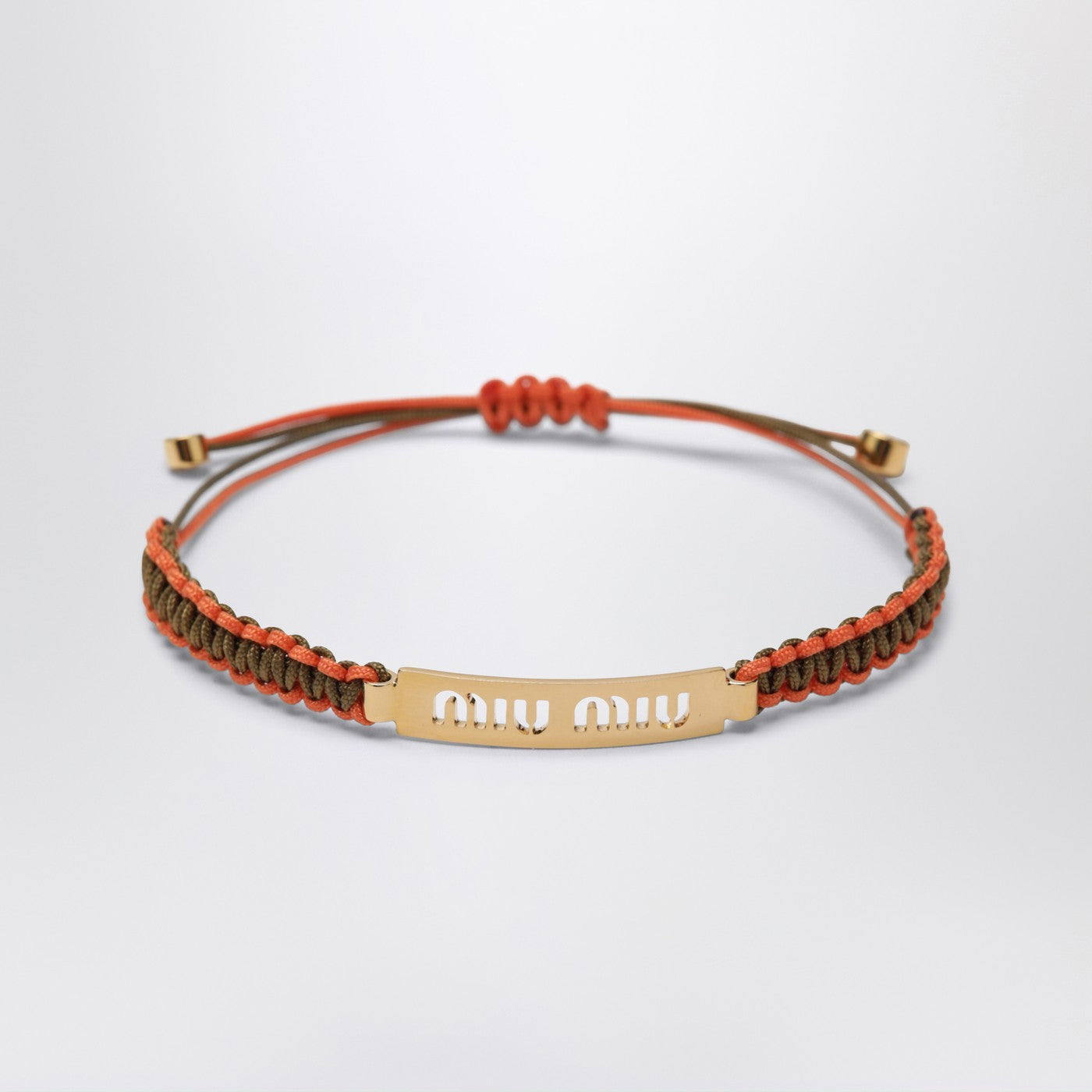 Olive green/orange braided cord bracelet