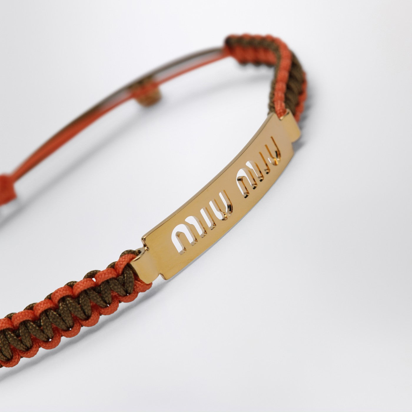 Olive green/orange braided cord bracelet
