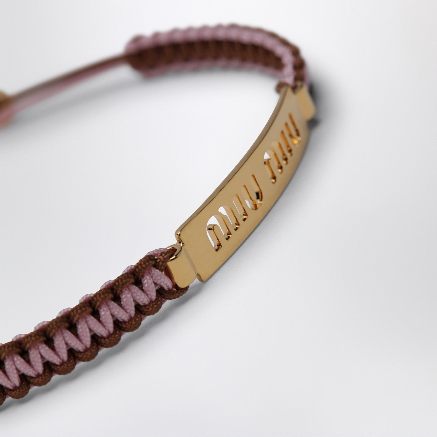 Bracelet rose/marron en cordon tressé