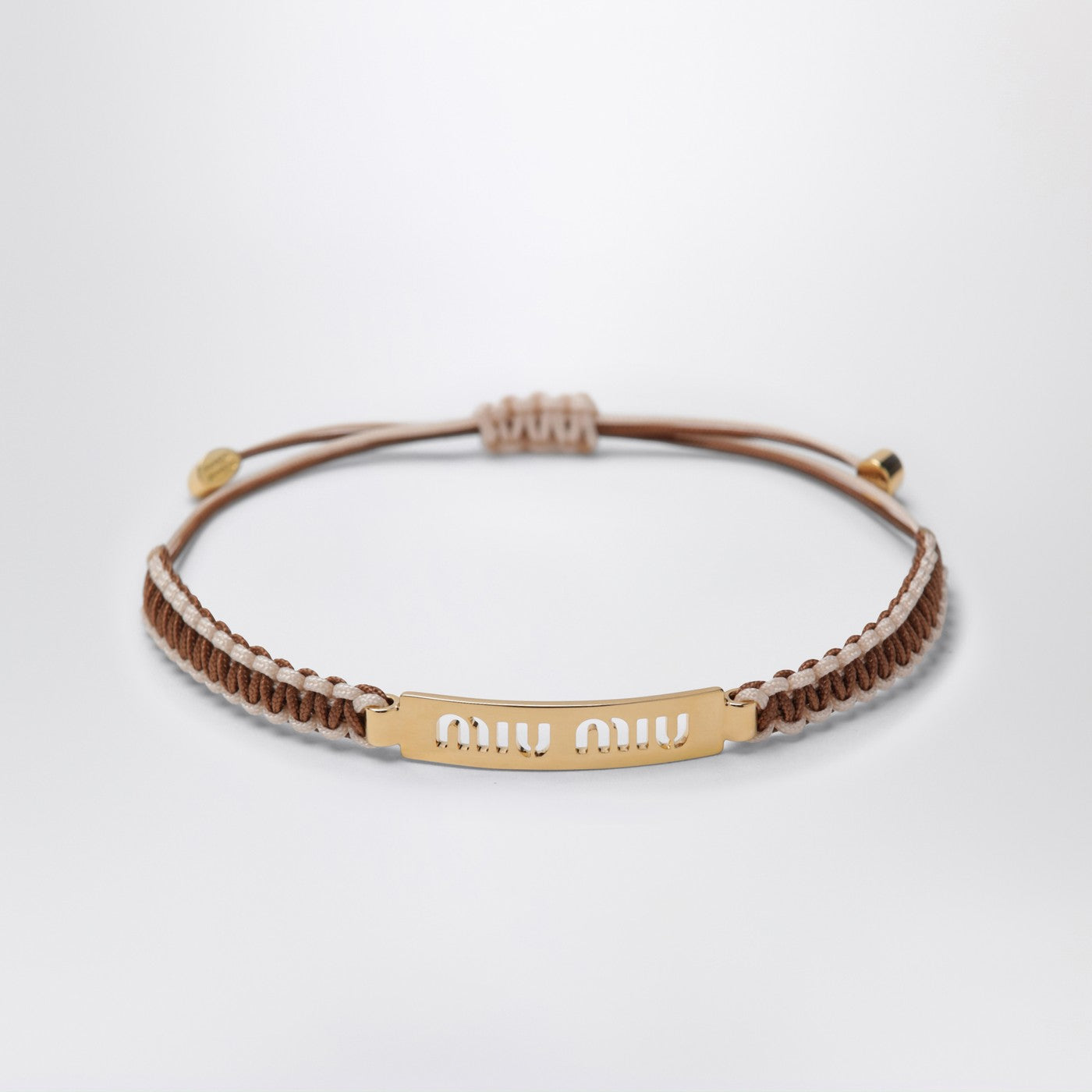 Brown/sand beige braided cord bracelet