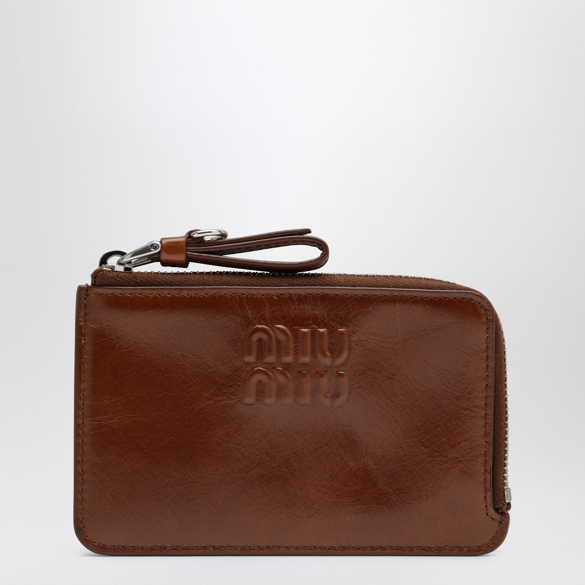 Rosewood envelope card holder in calfskin