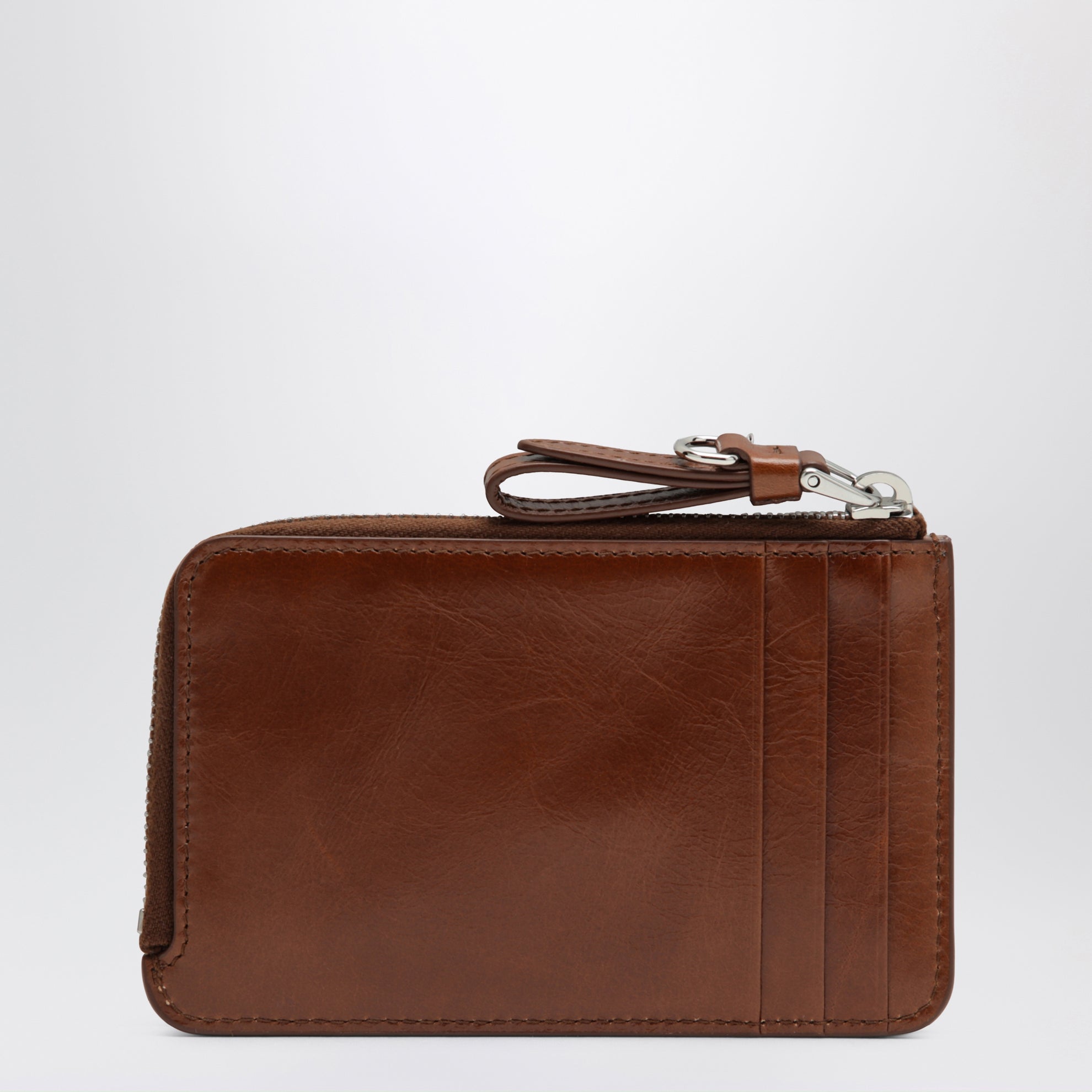 Rosewood envelope card holder in calfskin