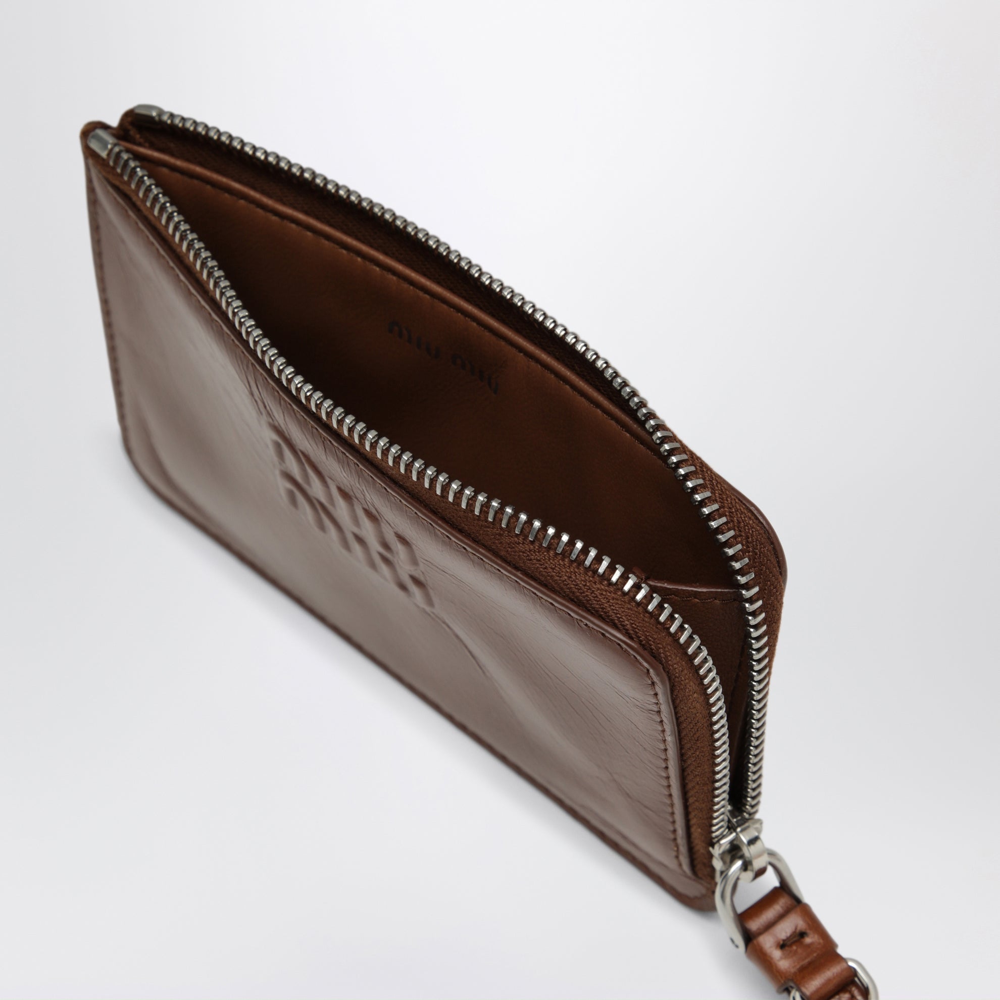 Rosewood envelope card holder in calfskin