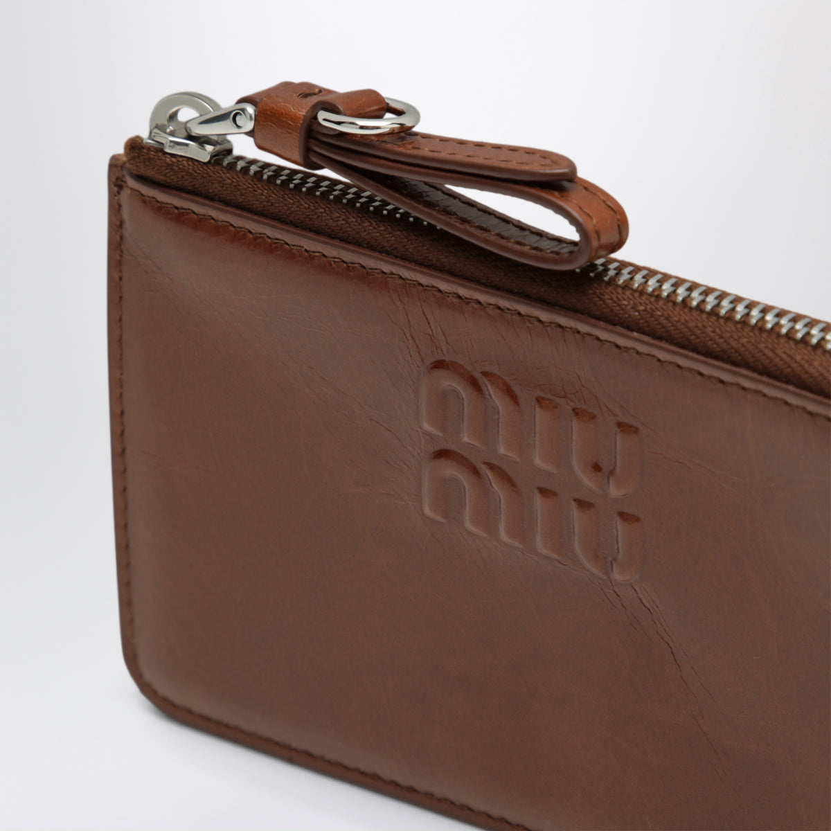 Rosewood envelope card holder in calfskin