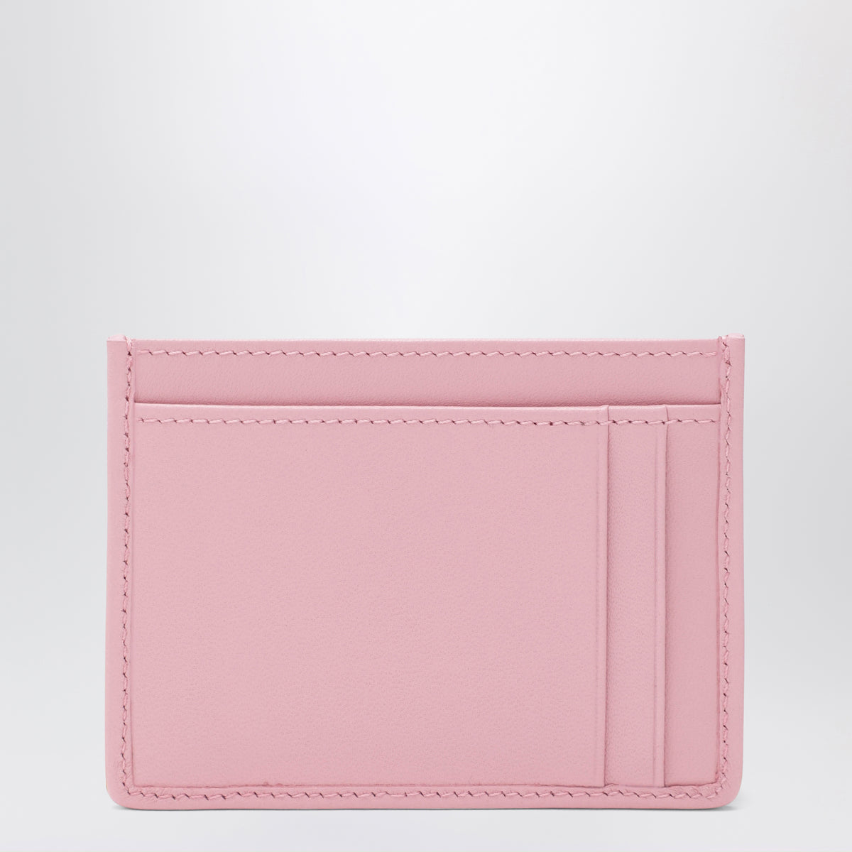 Porte-cartes rose en cuir nappa matelassé