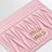 Porte-cartes rose en cuir nappa matelassé