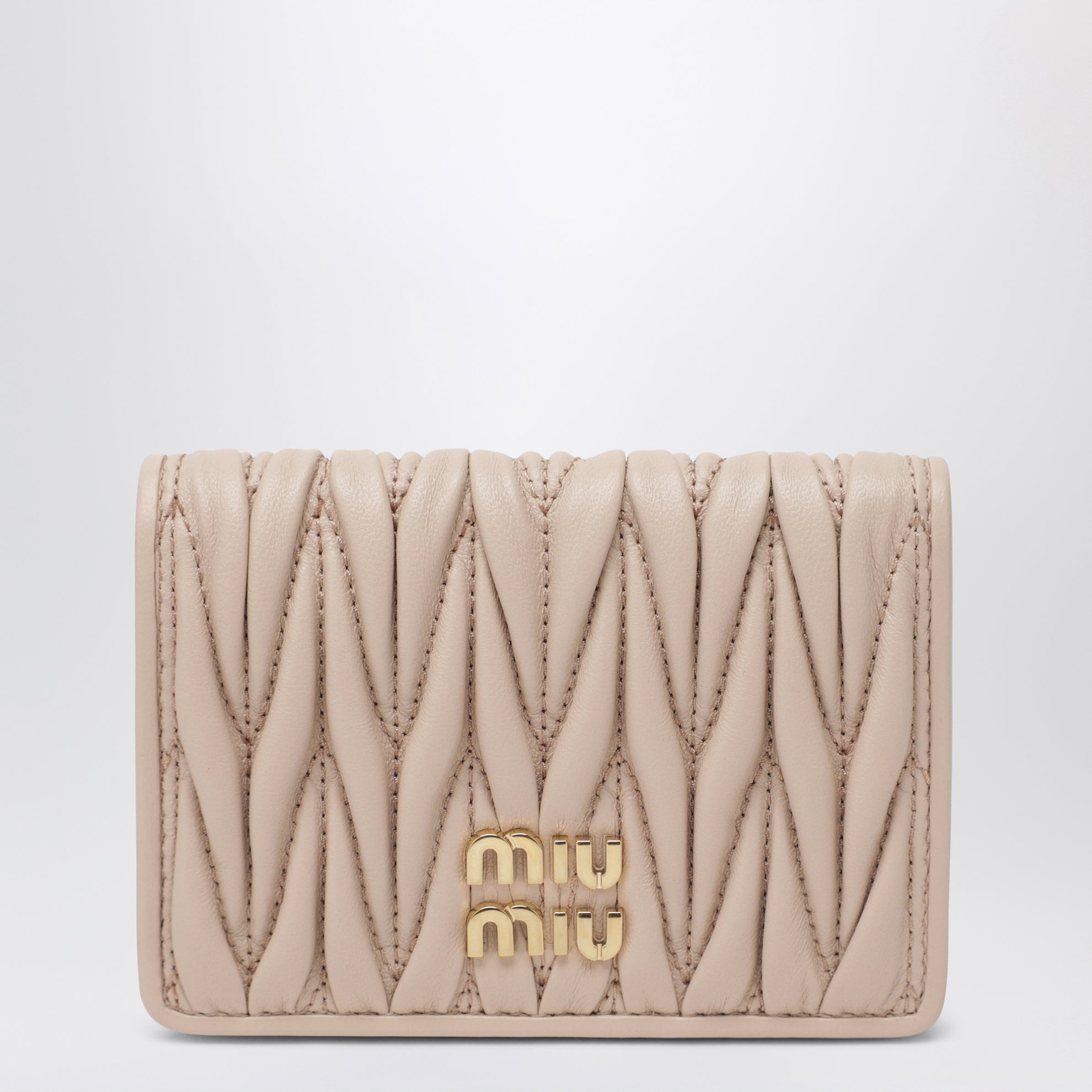Powder Pink Card Holder in Matelassé Nappa Leather