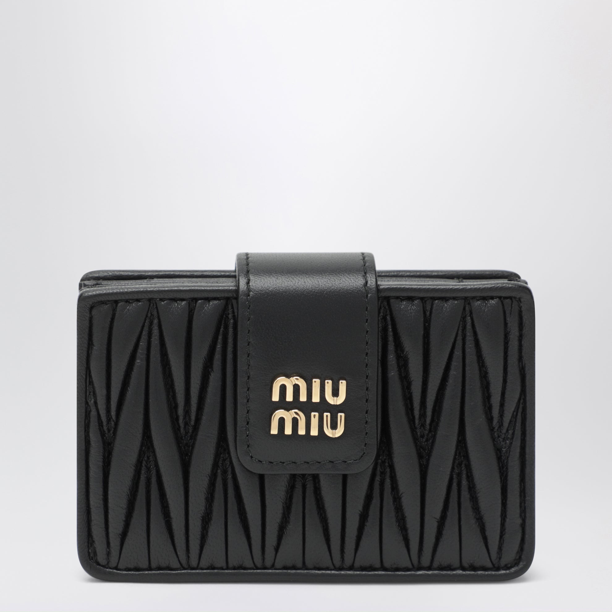 Porte-cartes en cuir nappa matelassé noir