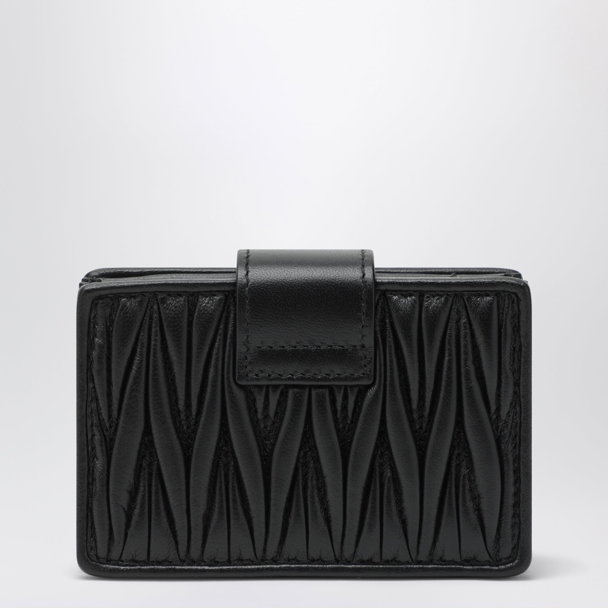 Porte-cartes en cuir nappa matelassé noir