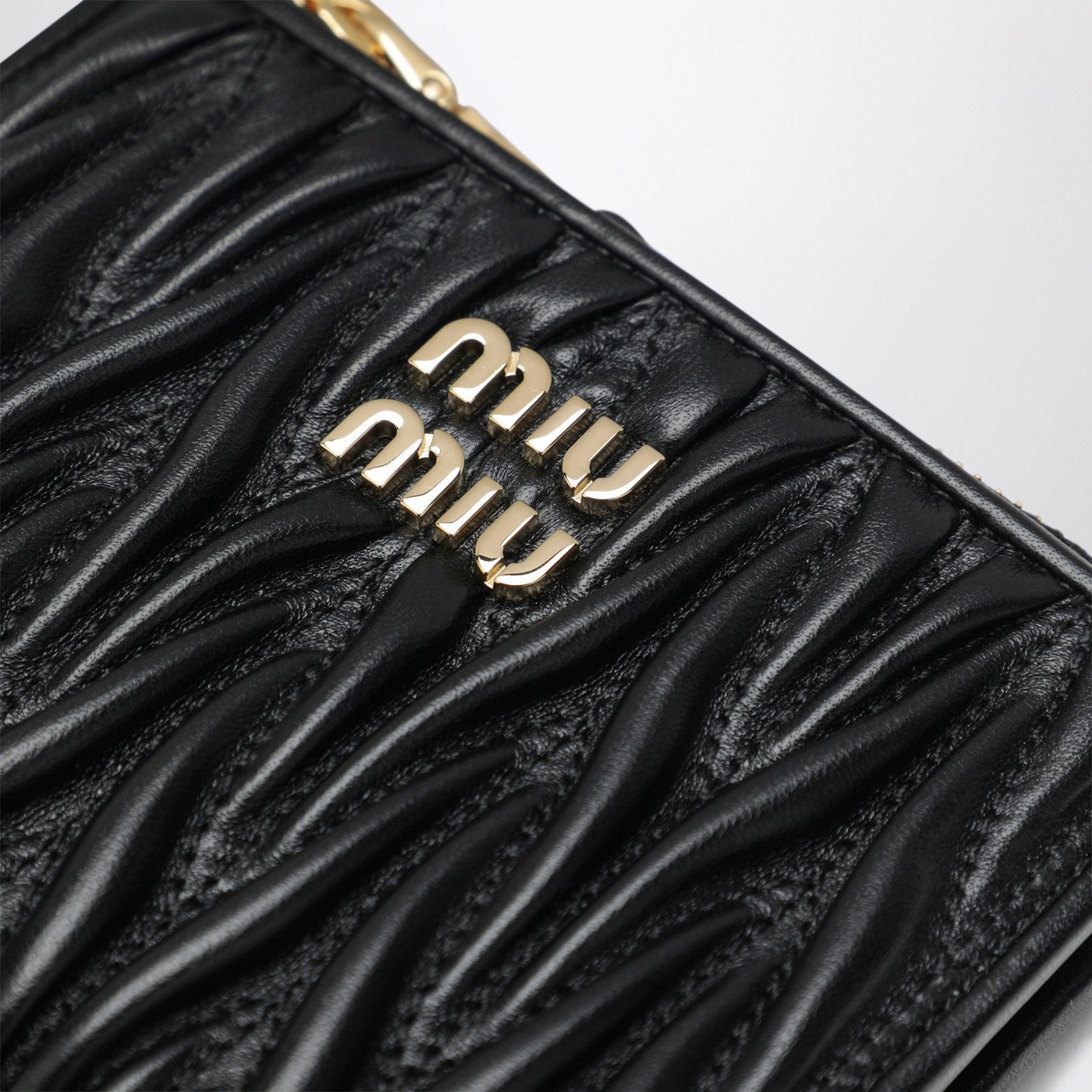 Miu Miu Small black matelassé nappa wallet | TheDoubleF