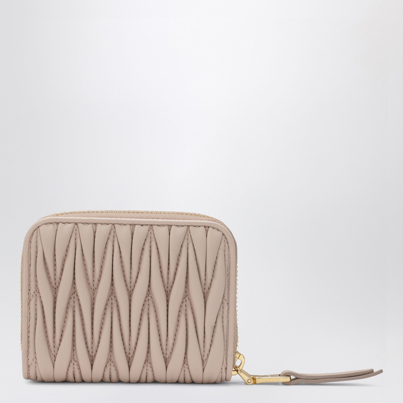 Powder-pink matelassé nappa coin purse