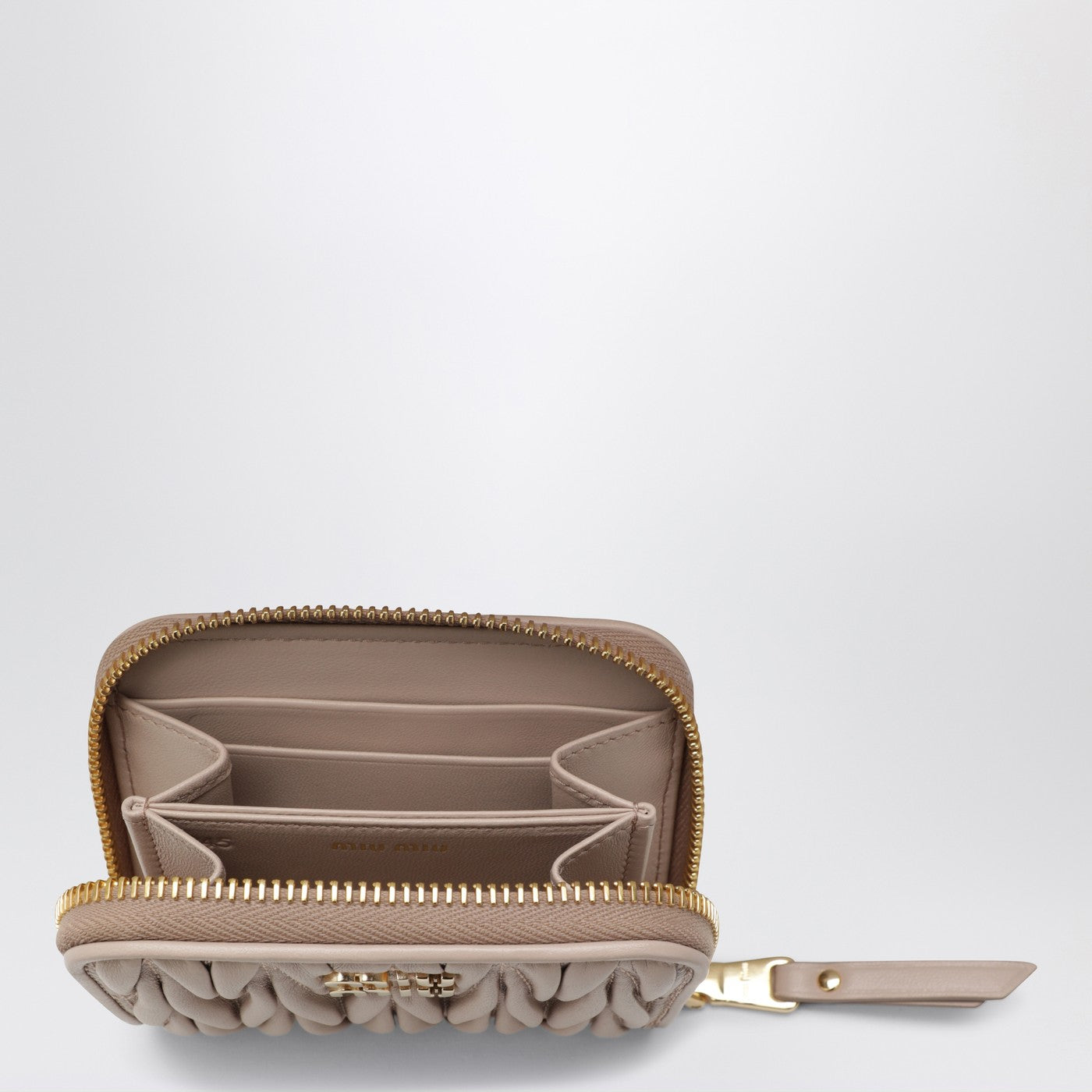 Powder-pink matelassé nappa coin purse