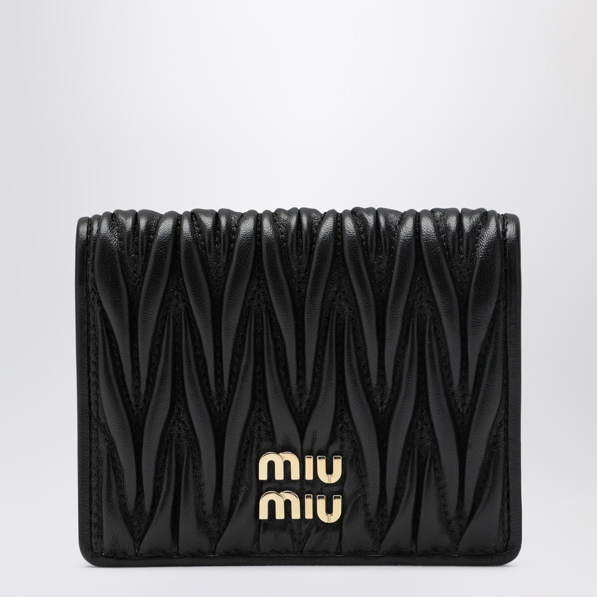 Portefeuille en cuir nappa matelassé noir