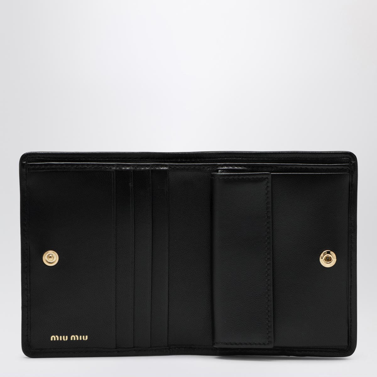Portefeuille en cuir nappa matelassé noir