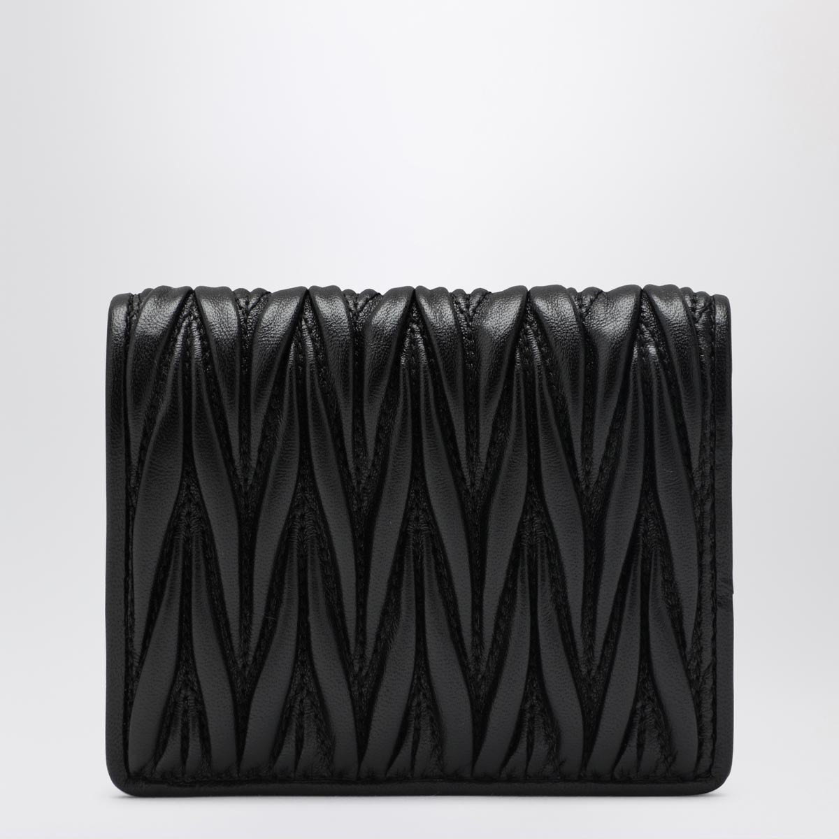 Portefeuille en cuir nappa matelassé noir