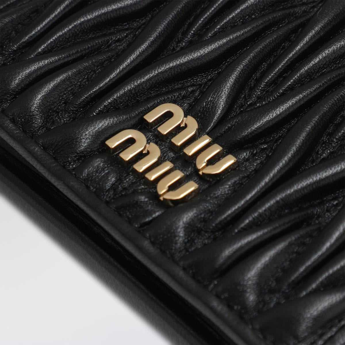 Portefeuille en cuir nappa matelassé noir