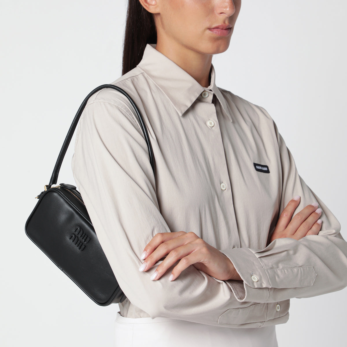 Pouch nera in pelle 