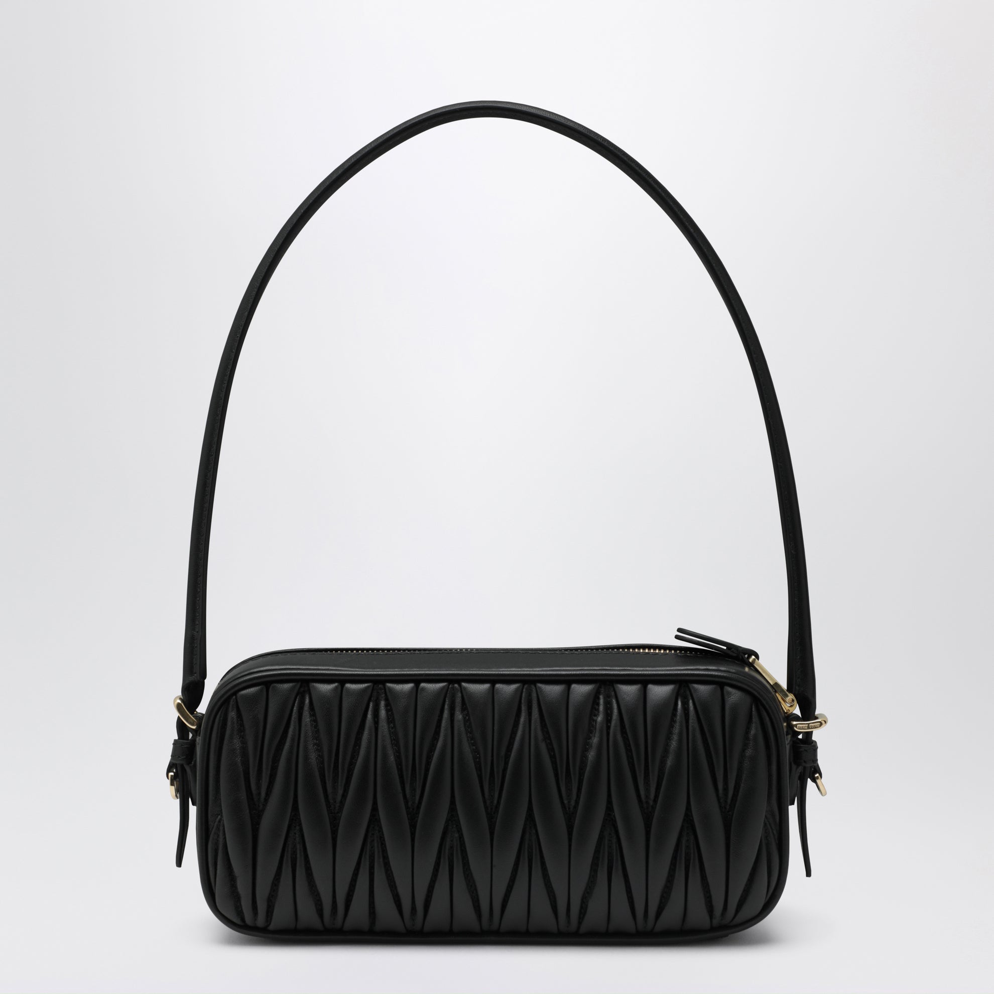 Pochette en cuir nappa matelassé noir