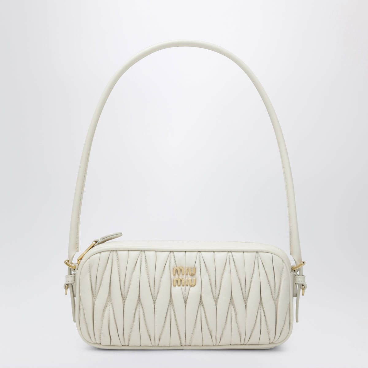 Pochette blanche en cuir nappa matelassé