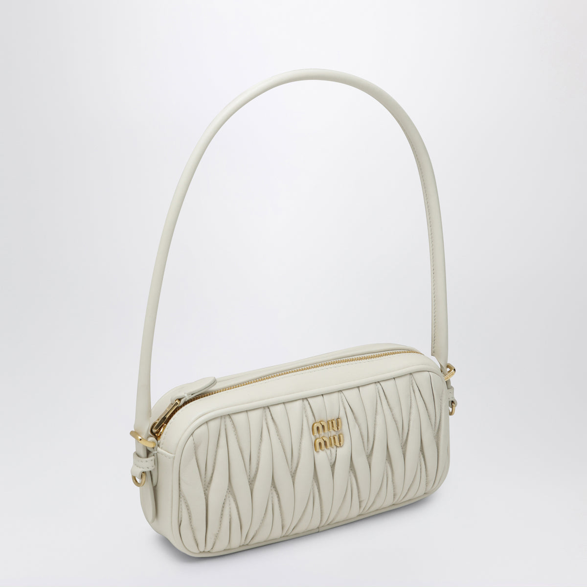 Pochette blanche en cuir nappa matelassé