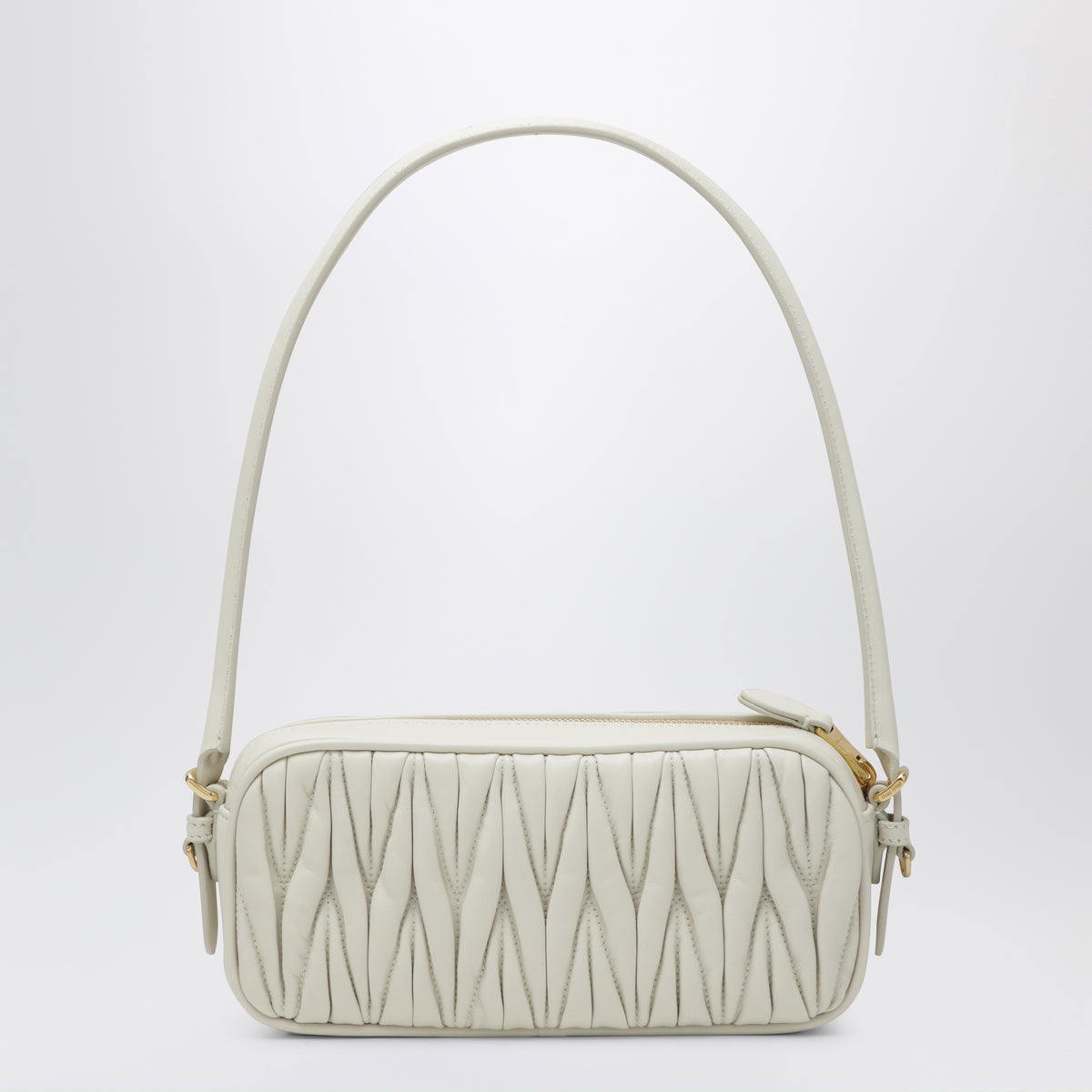 Pochette blanche en cuir nappa matelassé