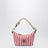 Pouch in cotone jacquard a righe rubino e cognac