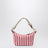 Pochette rayée en coton jacquard et cuir rubis cognac
