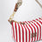 Pochette rayée en coton jacquard et cuir rubis cognac