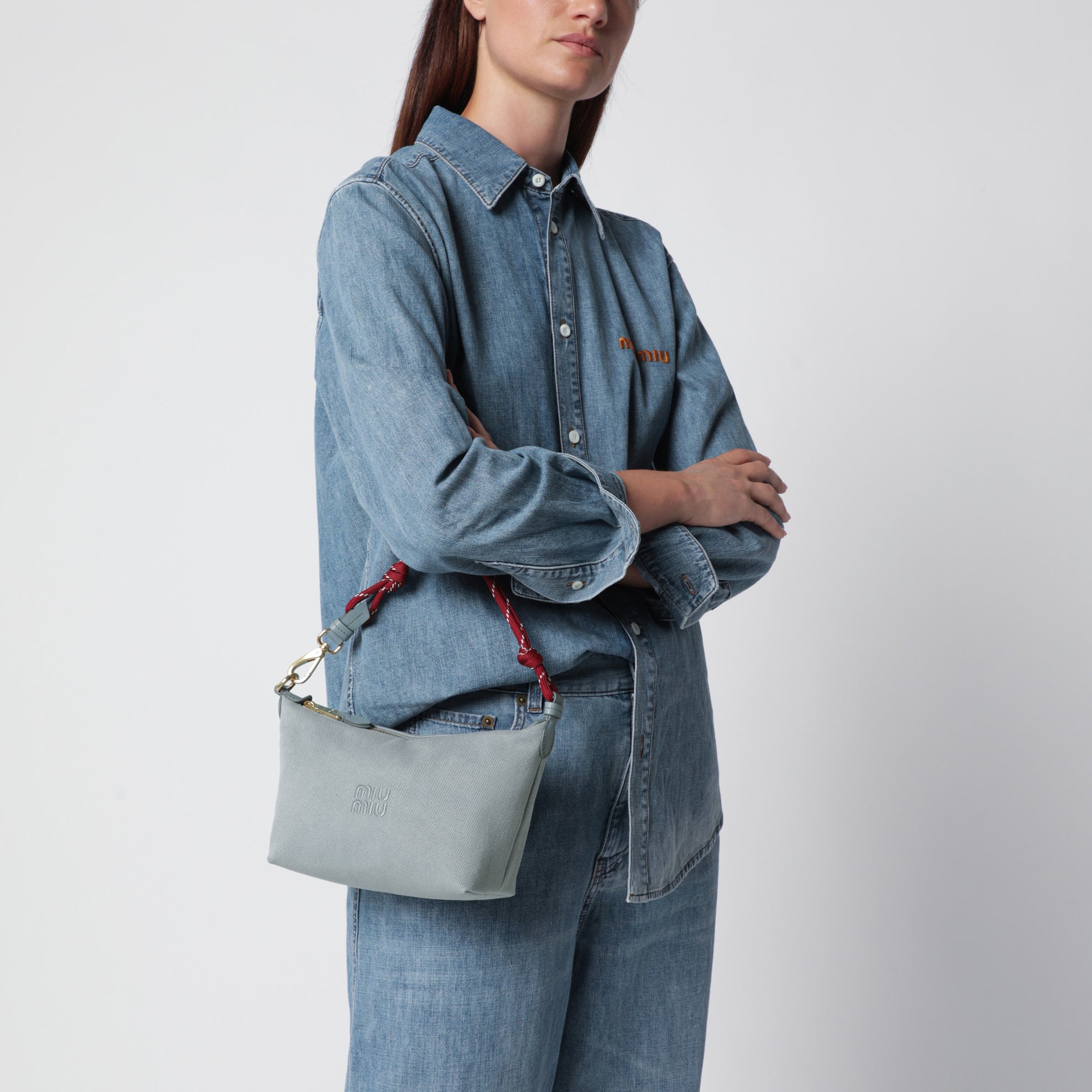 Pouch astrale/amaranto in gabardine