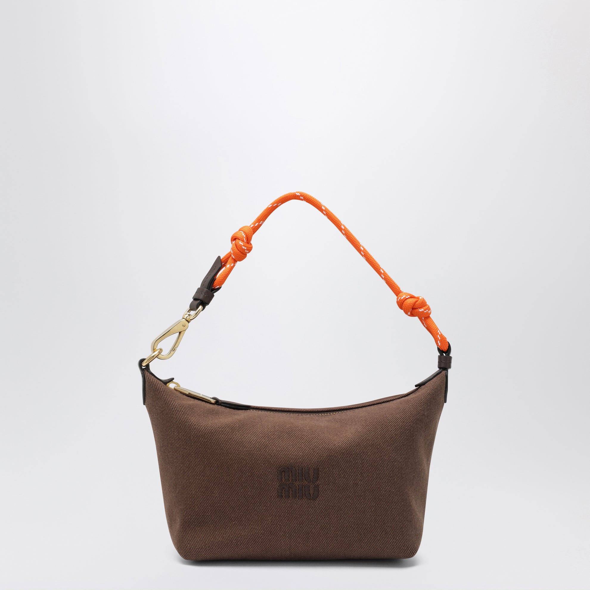 Pouch cacao/arancione in gabardine