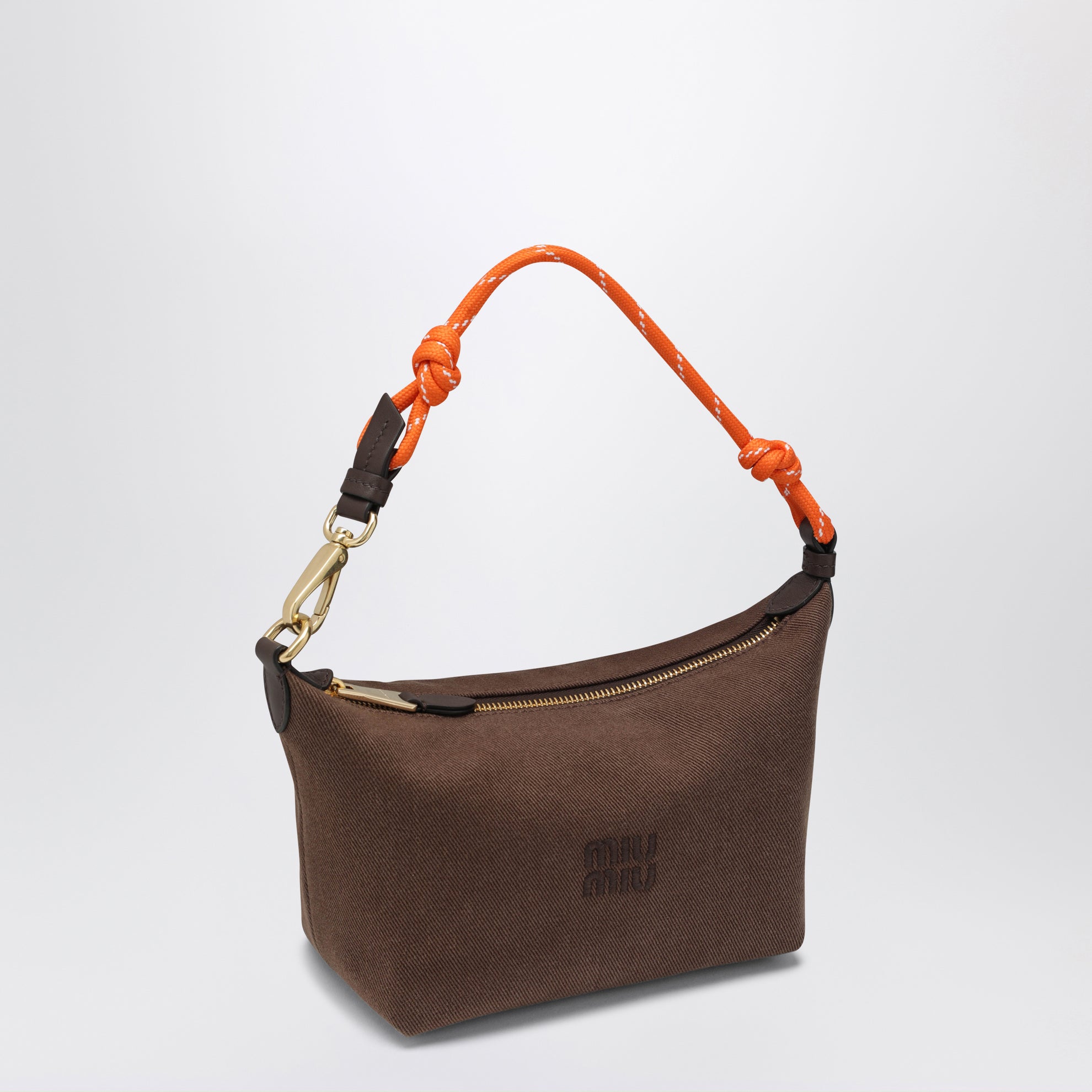 Pouch cacao/arancione in gabardine