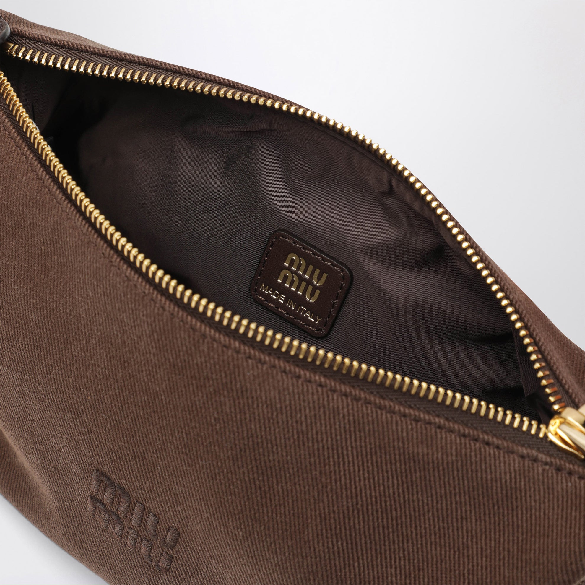 Pouch cacao/arancione in gabardine