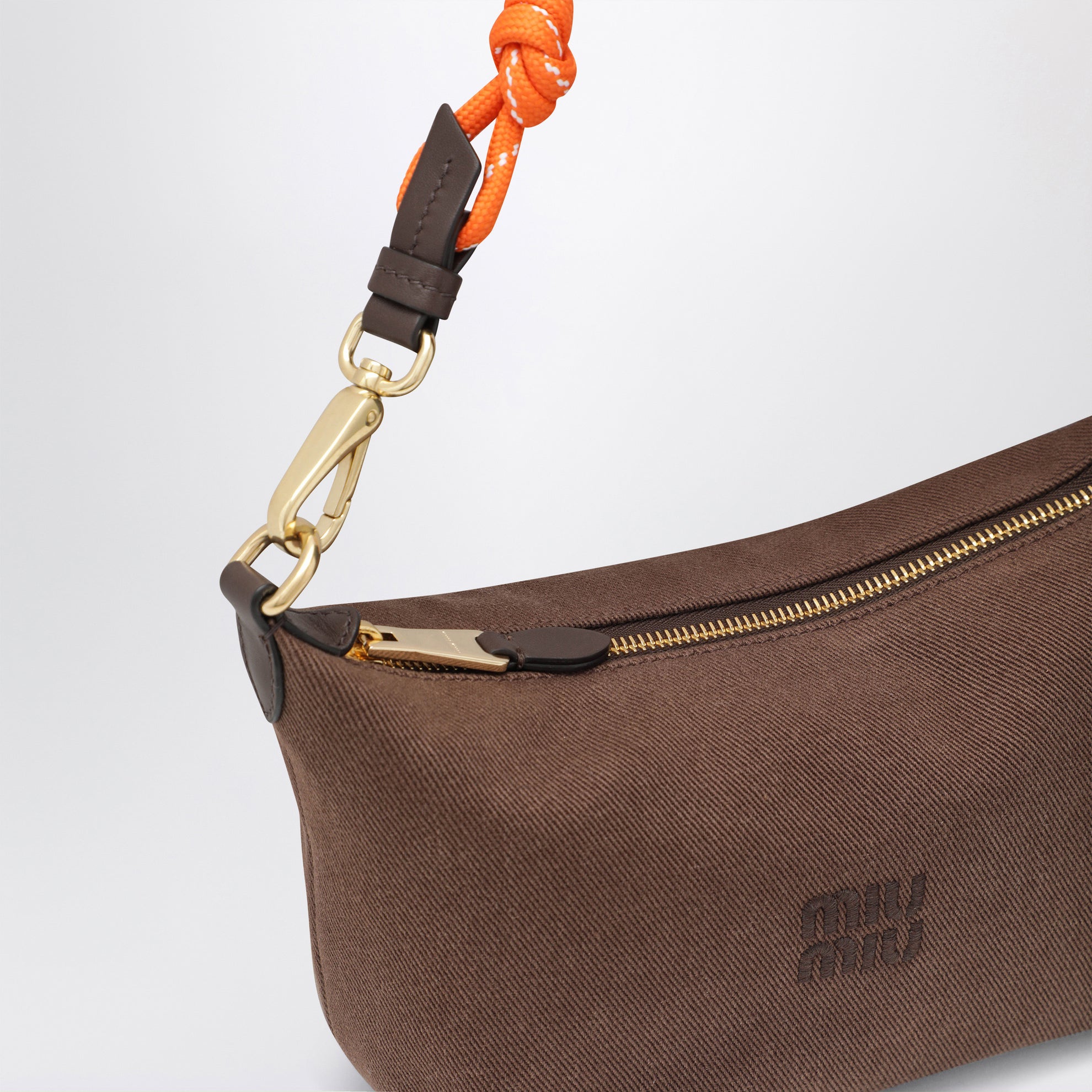 Pouch cacao/arancione in gabardine