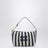 Pouch in crochet e pelle blu e talco