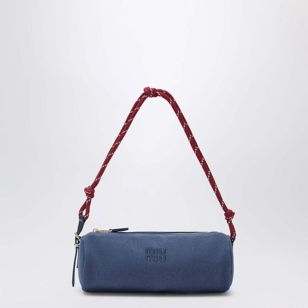 Pochette en gabardine de coton indigo et amaranto