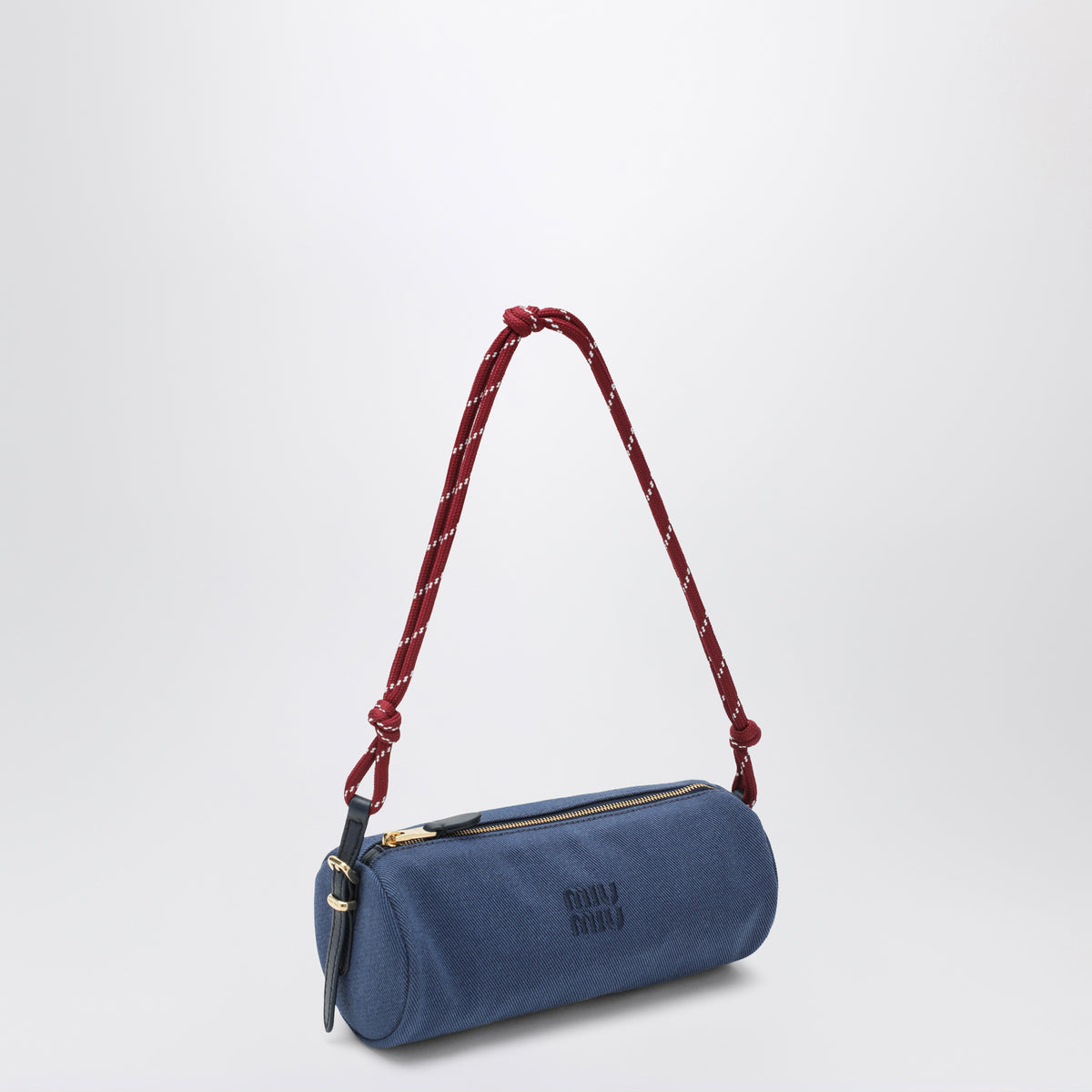 Pochette en gabardine de coton indigo et amaranto