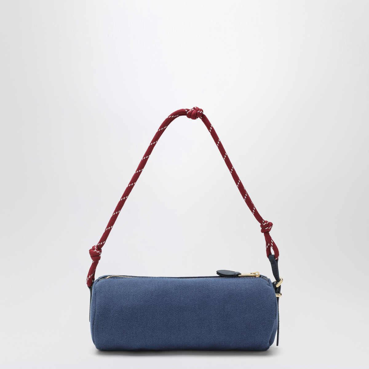 Pochette en gabardine de coton indigo et amaranto