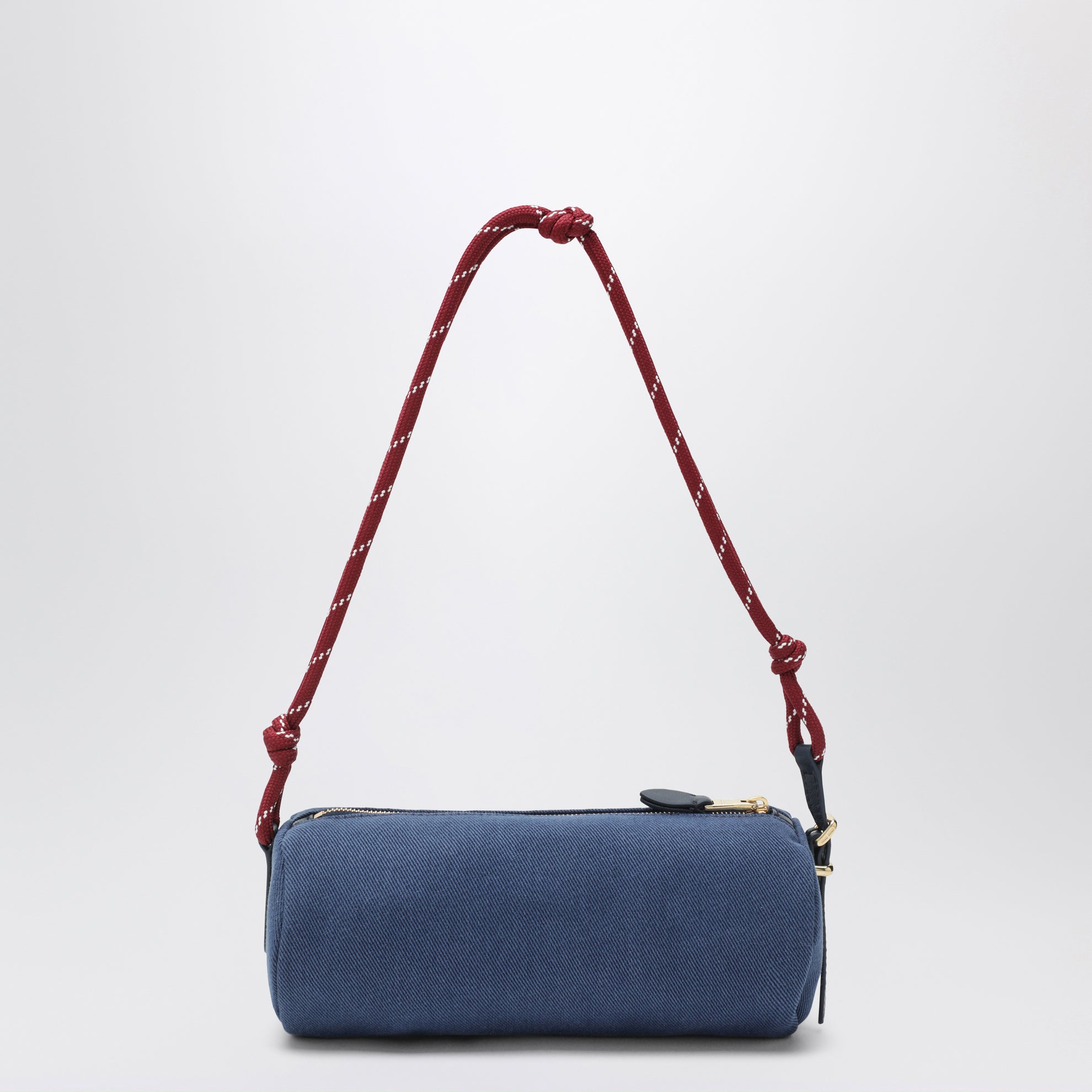 Cotton gabardine pouch in indigo and amaranth