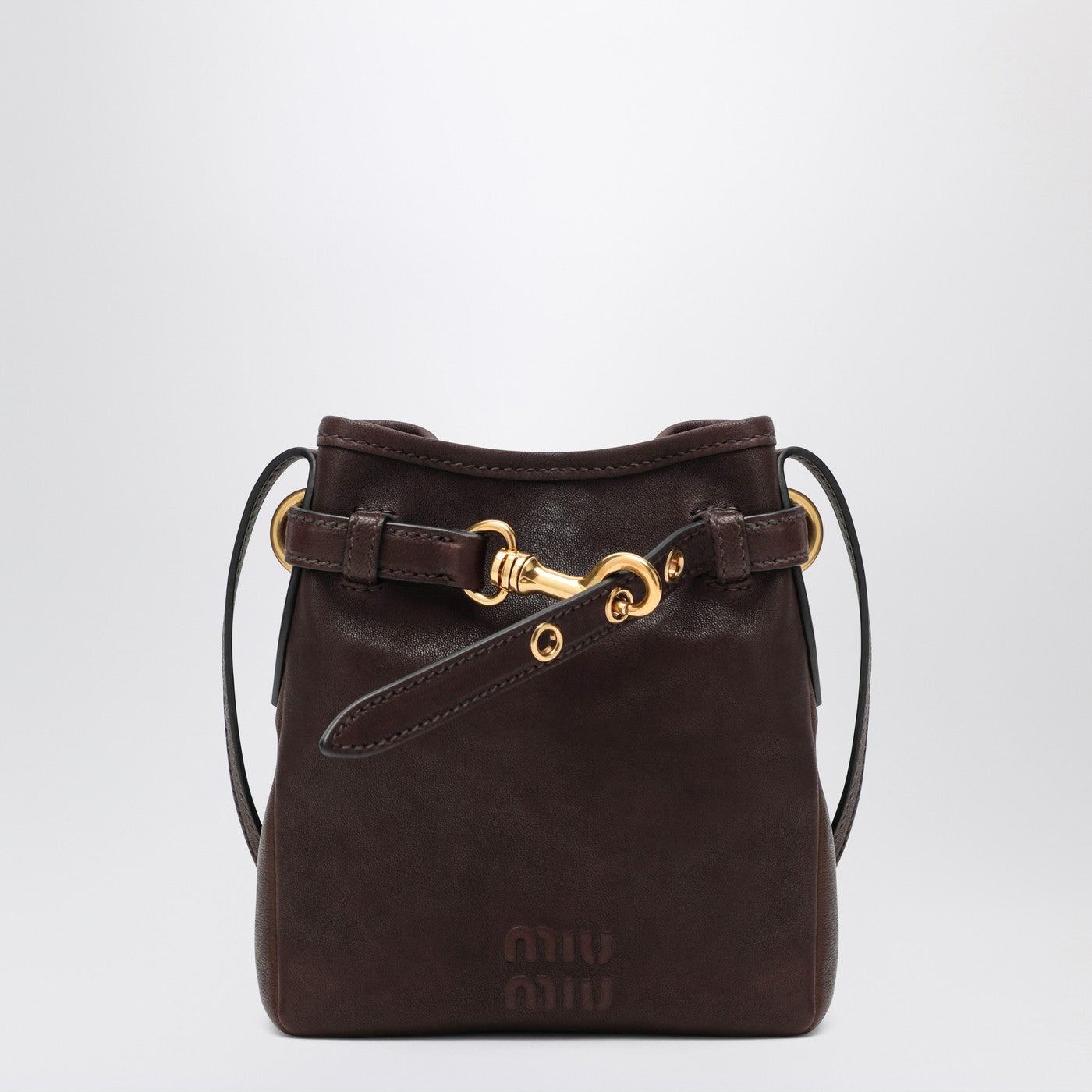 Pouch in nappa marrone in pelle