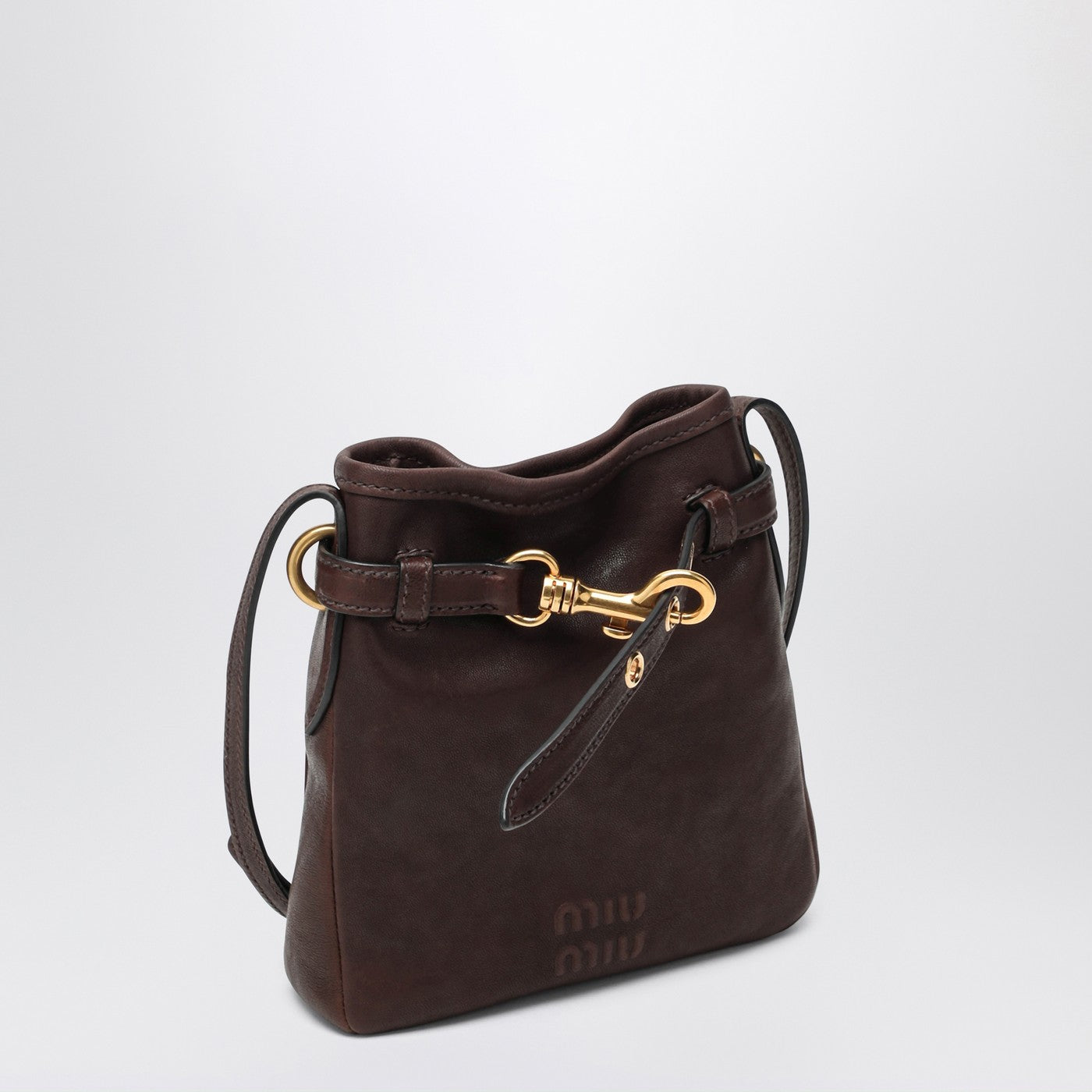 Pouch in nappa marrone in pelle