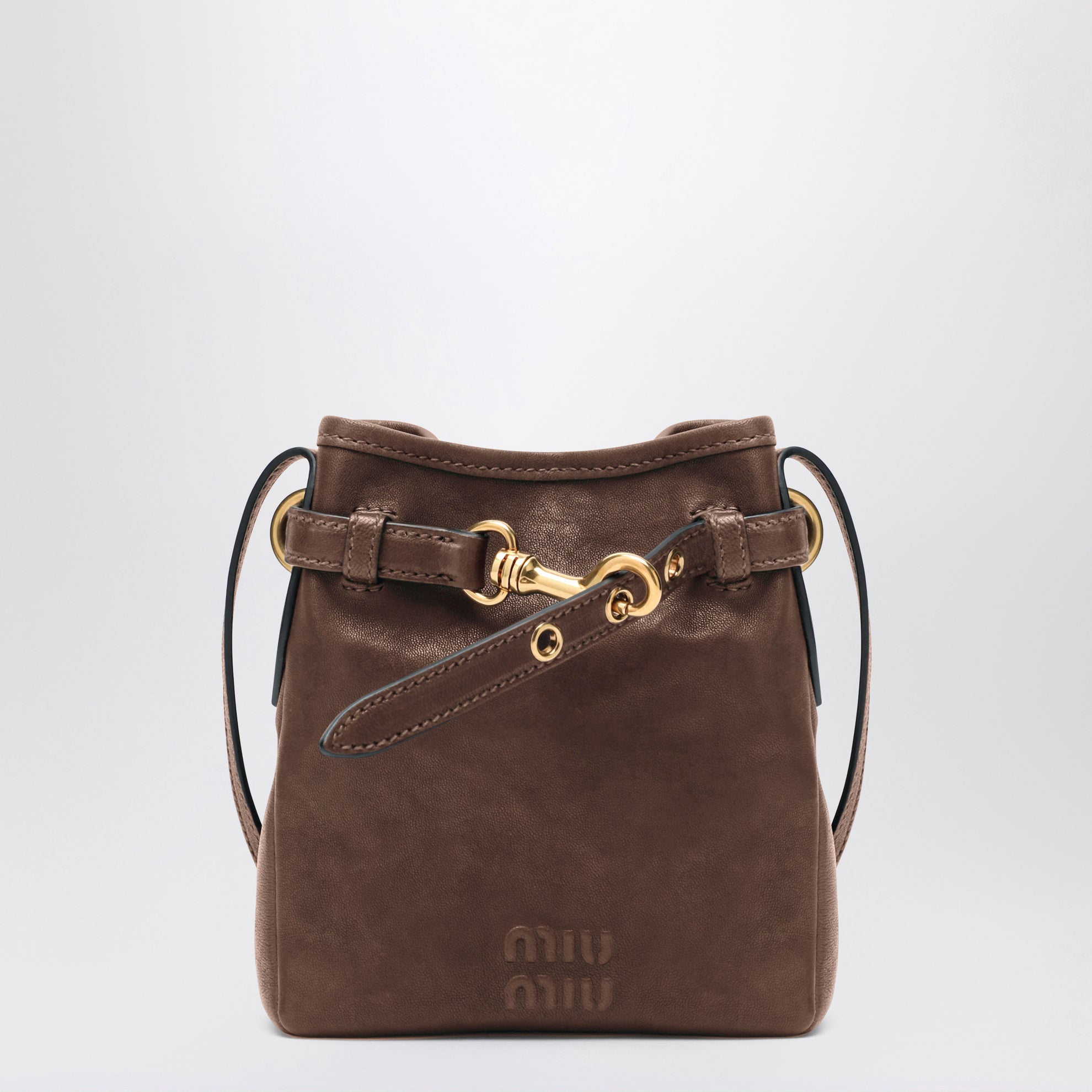 Pochette en cuir nappa couleur chêne