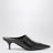 Black heeled mules in leather