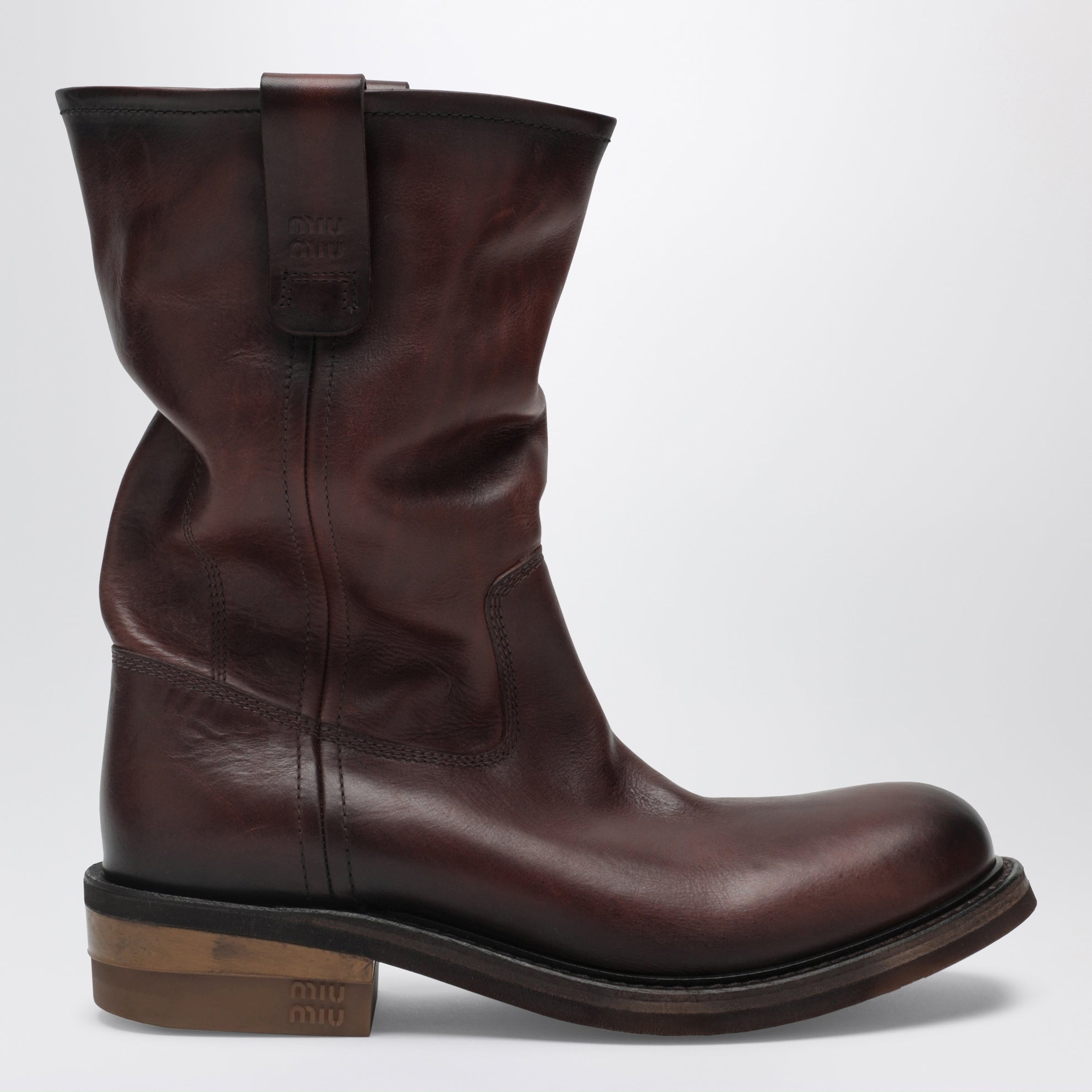 Brown Foule calfskin ankle boots
