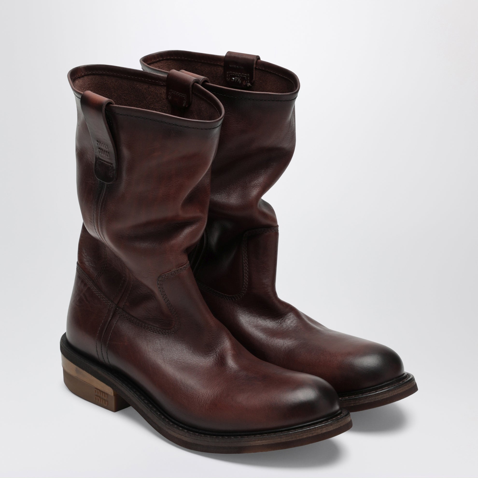 Brown Foule calfskin ankle boots